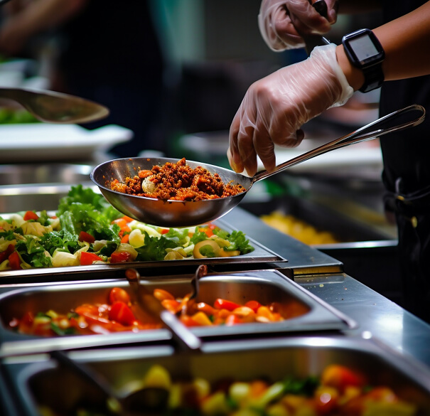 Elaboración de varios platos para un catering cocinado por nuestro cocinero privado de Paebella en un evento corporativo de Marbella